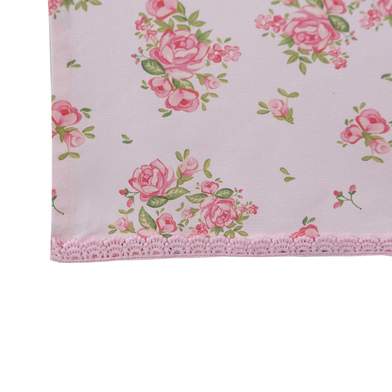 Clayre & Eef Chemin de table 50x140 cm Rose Coton Rectangle Roses