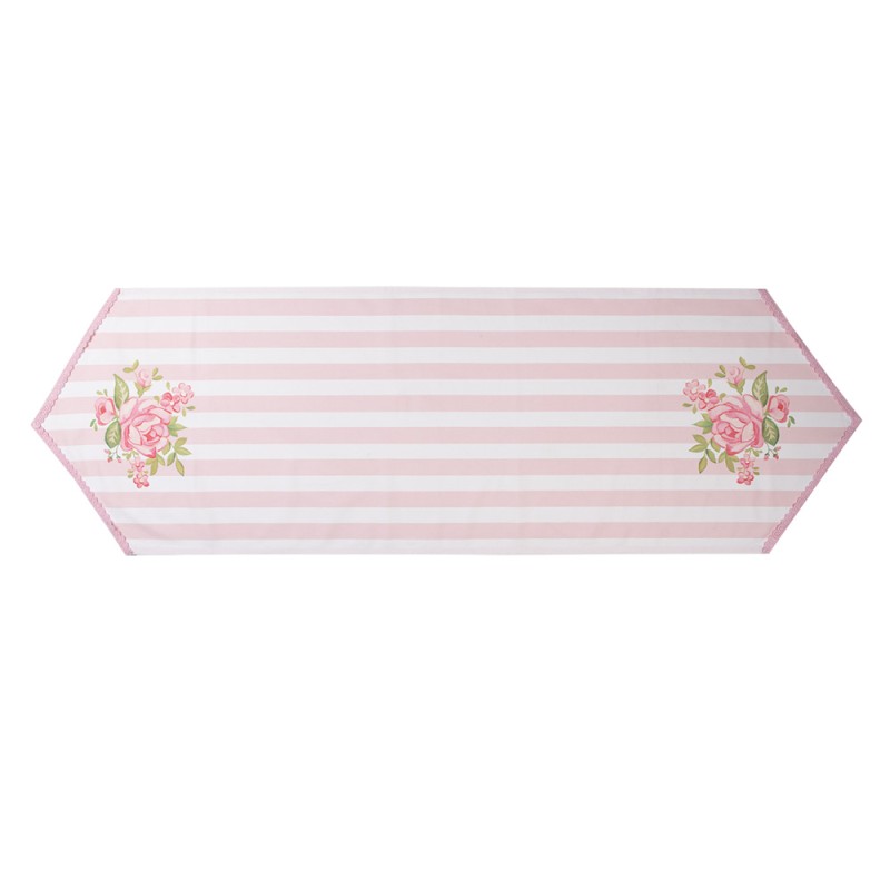 Clayre & Eef Chemin de table 50x160 cm Rose Coton Rectangle Roses