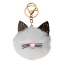 Juleeze Portachiavi Pompon Bianco Peluche Gatto