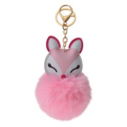 Juleeze Keychain Pom-pom Pink Plush Fox