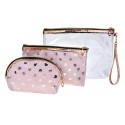 Juleeze Ladies' Toiletry Bag set of 3 23x17 / 20x13 / 18x12 cm Pink Gold colored Synthetic Hearts