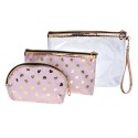 Juleeze Damenkulturtasche 3er set 23x17 / 20x13 / 18x12 cm Rosa Goldfarbig Synthetisch Herzen