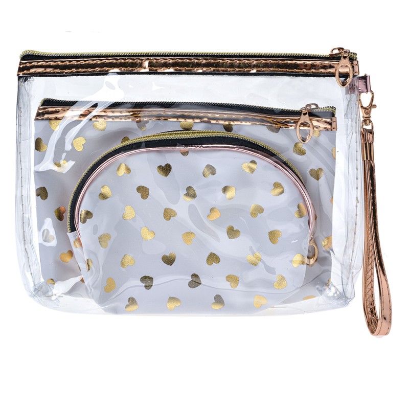 Juleeze Pochette da donna set di 3 23x17 / 20x13 / 18x12 cm Bianco Color oro Sintetico Cuoricini