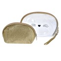 Juleeze Pochette da donna set di 2 24x15 / 19x12 cm Color oro Sintetico Ovale Gatto