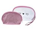Juleeze Ladies' Toiletry Bag set of 2 24x15 / 19x12 cm Pink Synthetic Oval