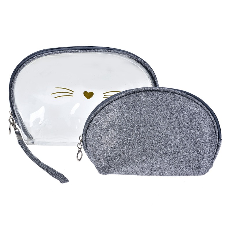 Juleeze Pochette da donna set di 2 24x15 / 19x12 cm Color argento Sintetico Ovale Gatto