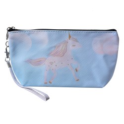 Juleeze Damenkulturtasche 23x13 cm Blau Synthetisch Rechteck Einhorn
