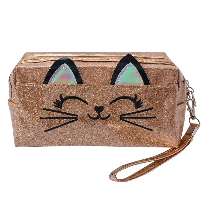 Juleeze Ladies' Toiletry Bag Cat 18x10 cm Gold colored Synthetic Rectangle