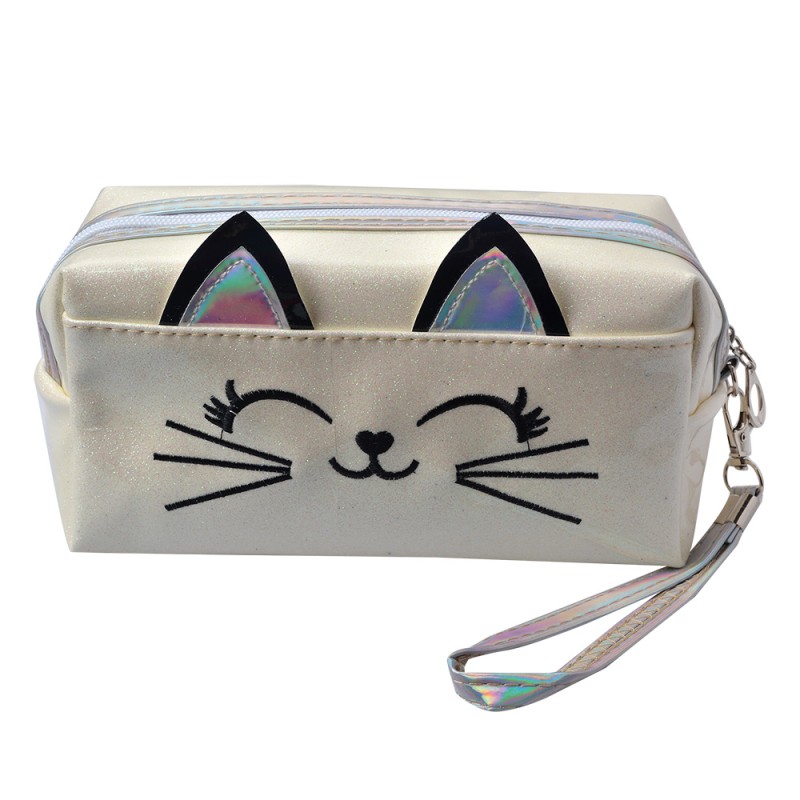 Juleeze Trousse de toilette pour femmes Chat 18x10 cm Blanc Synthétique Rectangle