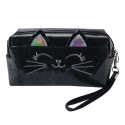 Juleeze Damenkulturtasche Katze 18x10 cm Schwarz Synthetisch Rechteck