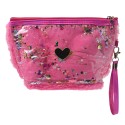 Juleeze Trousse de toilette pour femmes Coeur 23x13 cm Rose Synthétique Rectangle