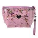 Juleeze Trousse de toilette pour femmes Coeur 23x13 cm Rose Synthétique Rectangle