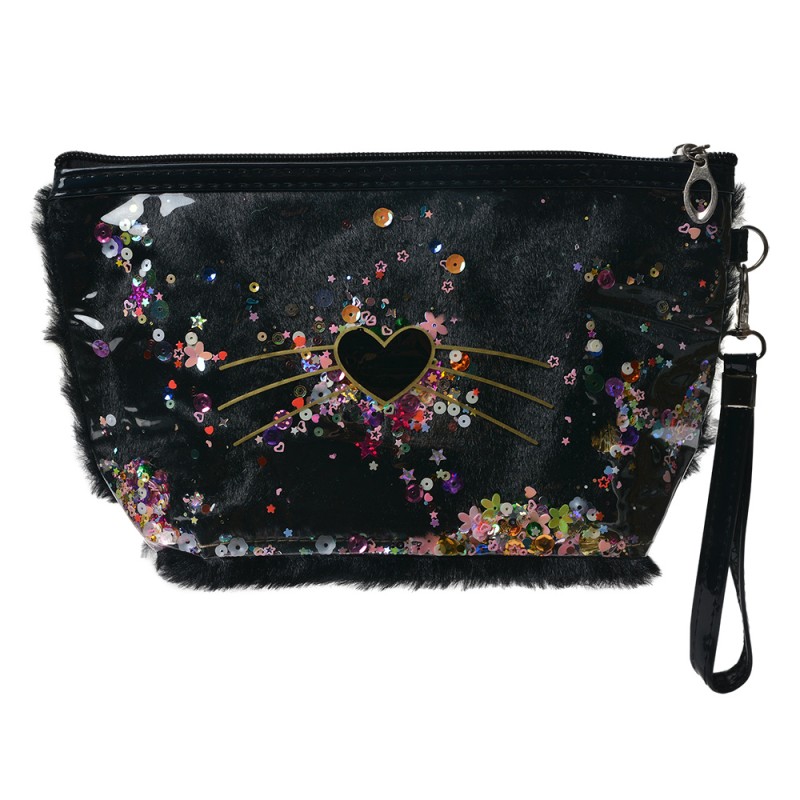 Juleeze Trousse de toilette pour femmes Coeur 23x13 cm Noir Synthétique Rectangle