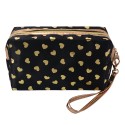 Juleeze Ladies' Toiletry Bag 18x10 cm Black Gold colored Synthetic Rectangle Hearts