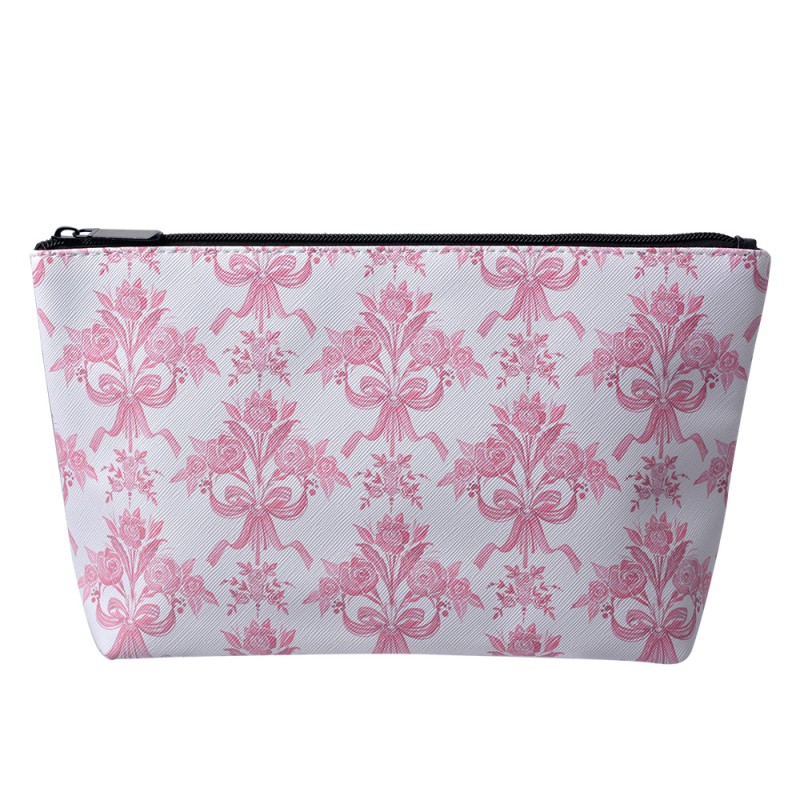 Juleeze Ladies' Toiletry Bag 26x6x16 cm White Pink Synthetic Rectangle Flowers
