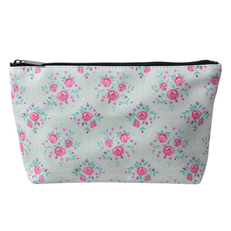 Juleeze Ladies' Toiletry Bag 26x6x16 cm Green Pink Synthetic Rectangle Roses