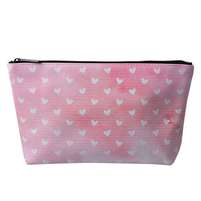 Juleeze Ladies' Toiletry Bag 26x6x16 cm Pink White Synthetic Rectangle Hearts