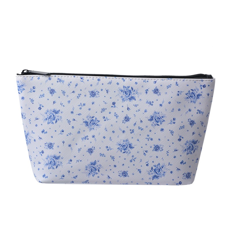 Juleeze Trousse de toilette pour femmes 26x6x16 cm Blanc Bleu Synthétique Rectangle Roses