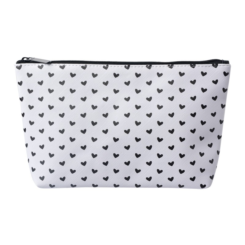 Juleeze Ladies' Toiletry Bag 26x6x16 cm White Black Synthetic Rectangle Hearts