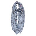 Juleeze Printed Scarf 85x180 cm White Grey Butterfly