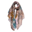 Juleeze Printed Scarf 85x180 cm Beige Brown Flowers