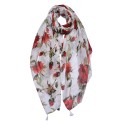 Juleeze Printed Scarf 90x180 cm White Red Roses