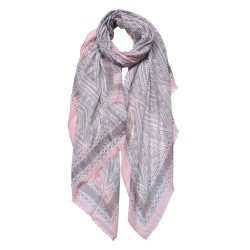 Juleeze Printed Scarf 90x180 cm Pink Grey
