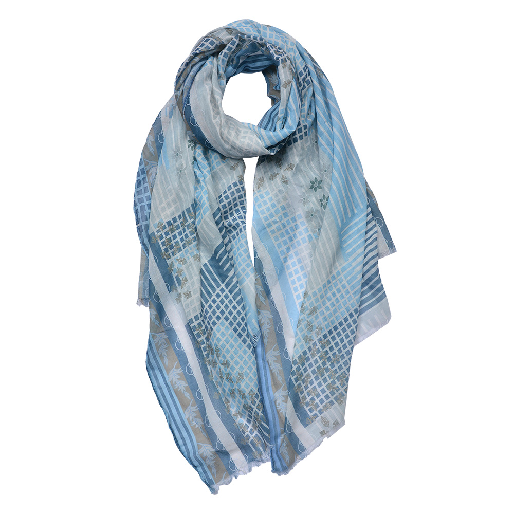 Juleeze Sjaal Dames Print 70x180 cm Blauw Synthetisch afbeelding 1