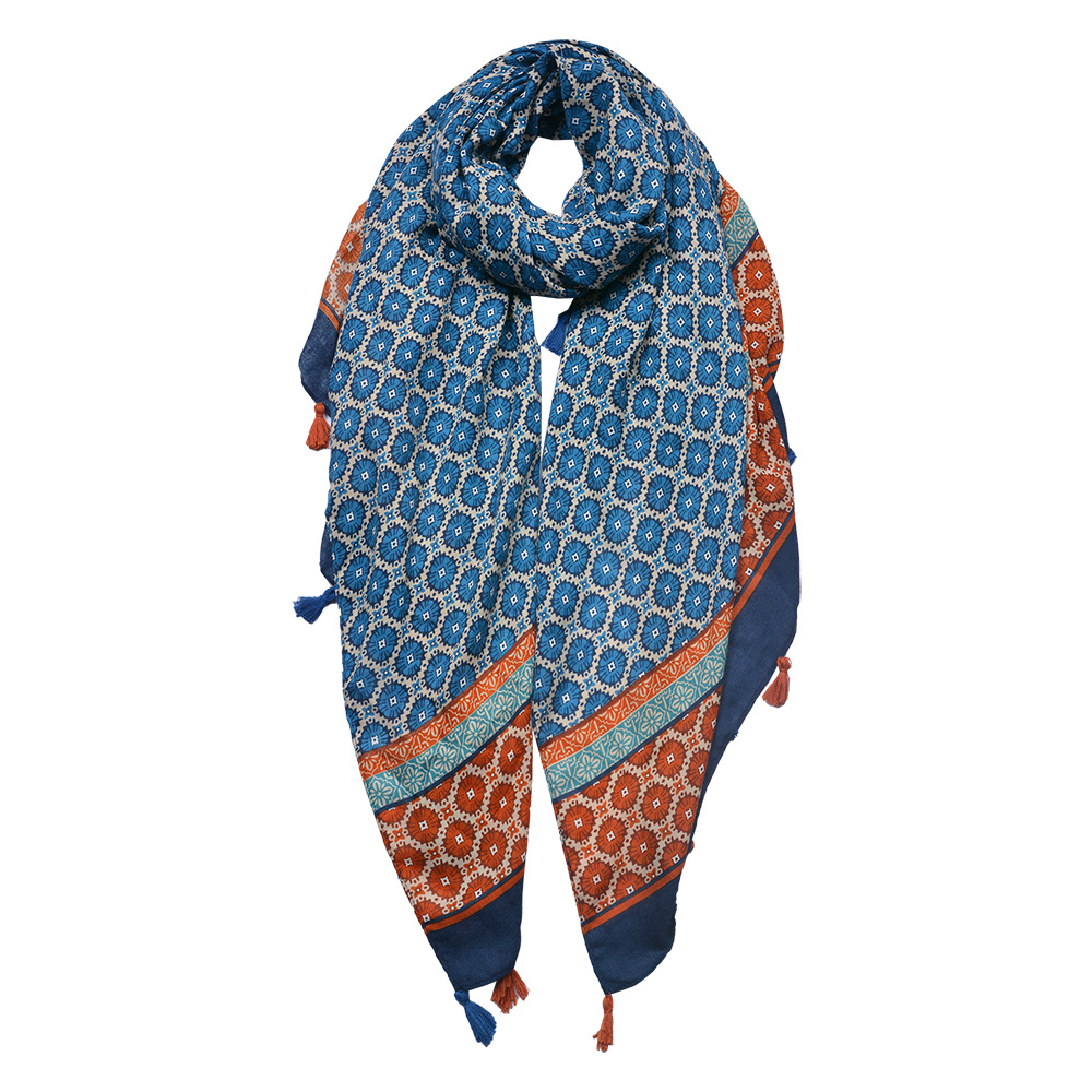 Juleeze Sjaal Dames Print 90x180 cm Blauw Synthetisch afbeelding