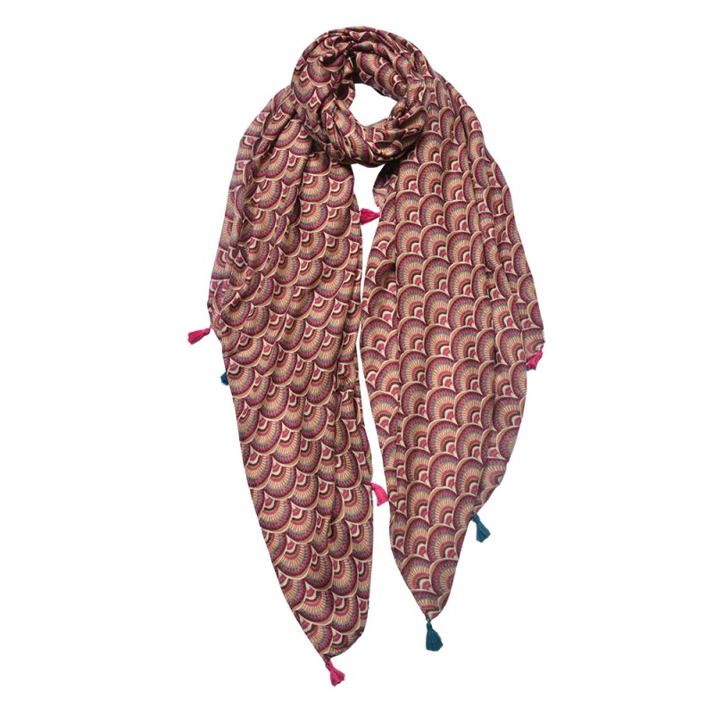 Juleeze Printed Scarf 90x180 cm Brown Pink