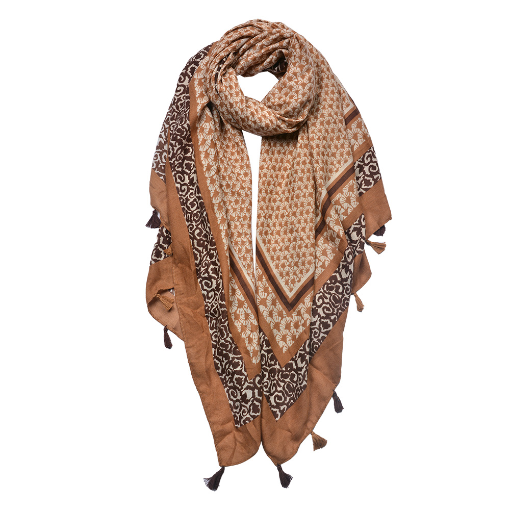Juleeze Sjaal Dames Print 90x180 cm Bruin Synthetisch afbeelding