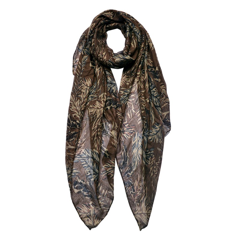 Juleeze Printed Scarf 90x180 cm Brown Leaves