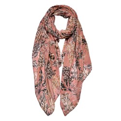 Juleeze Printed Scarf 90x180 cm Pink Leaves