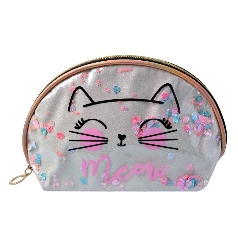 Juleeze Damenkulturtasche 22x8x14 cm Beige Synthetisch Oval Katze