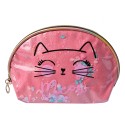 Juleeze Trousse de toilette pour femmes 22x8x14 cm Rose Synthétique Ovale Chat