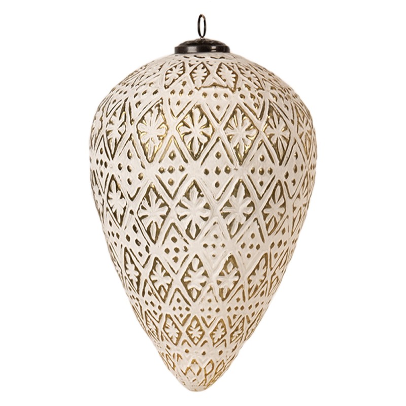 Clayre & Eef Christmas Bauble 26 cm White Glass