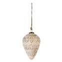 Clayre & Eef Christmas Bauble 21 cm White Glass