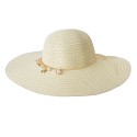 Juleeze Chapeau de femme Ø58 cm Beige Paille en papier Rond Coquillages