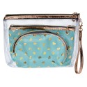 Juleeze Ladies' Toiletry Bag set of 3 23x17 / 20x13 / 18x12 cm Turquoise Synthetic Hearts