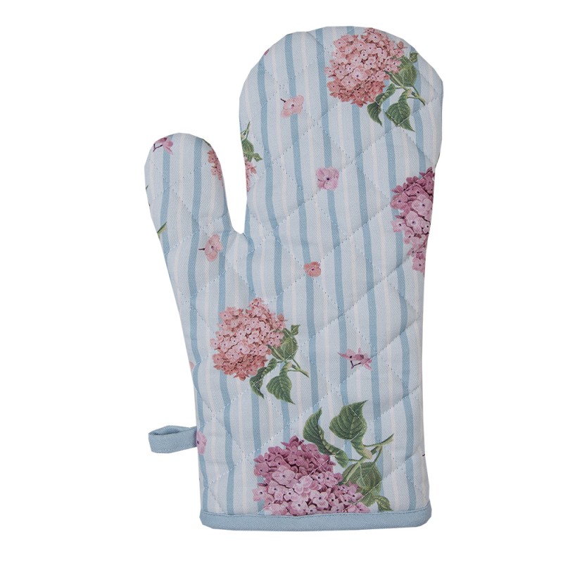 Clayre & Eef Kids' Oven Mitt 12x21 cm Blue Pink Cotton Hydrangea