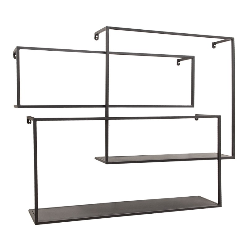 Clayre & Eef Wall Rack Set van 3 Black Iron