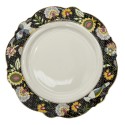 Clayre & Eef Dinner Plate Ø 28 cm Black White Ceramic Round Flowers
