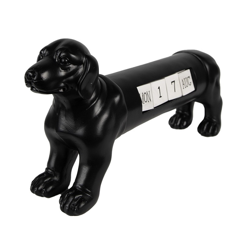 Clayre & Eef Calendar Dog 31x8x15 cm Black Plastic