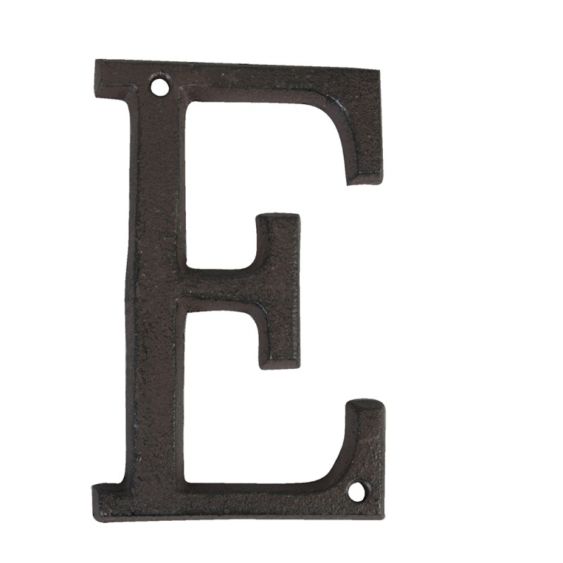 Clayre & Eef Lettera E di ferro 13 cm Marrone Ferro