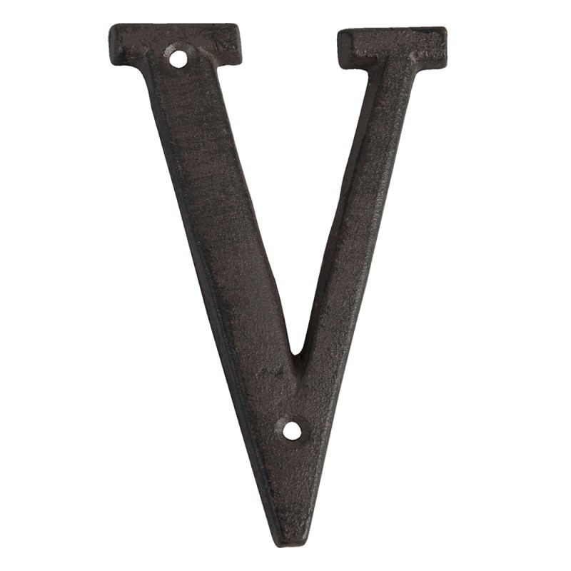 Clayre & Eef Iron Letter V 13 cm Brown Iron