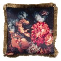 Clayre & Eef Coussin décoratif 45x45 cm Noir Rouge Synthétique Carré Fleurs