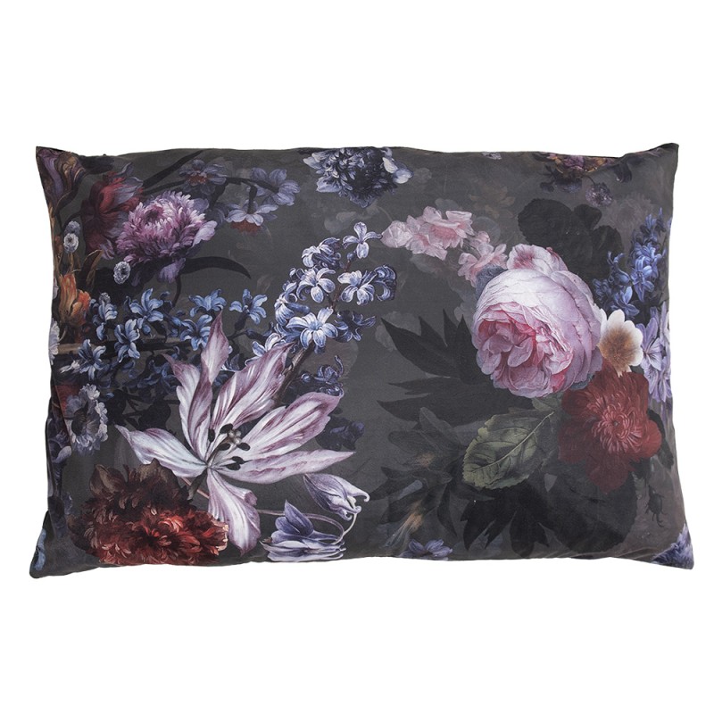 Clayre & Eef Decorative Cushion 60x40 cm Green Synthetic Rectangle Flowers