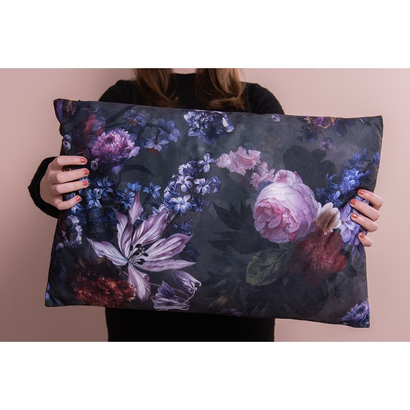 Clayre & Eef Sierkussen  60x40 cm Groen Synthetisch Rechthoek Bloemen