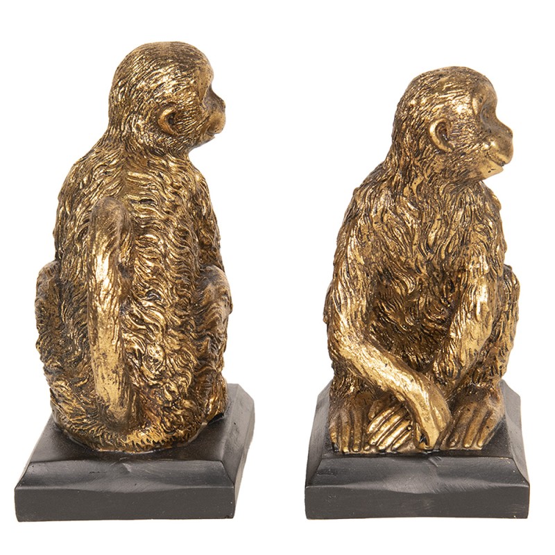 Clayre & Eef Fermalibri set di 2 31x11x19 cm Color oro Plastica Scimmie