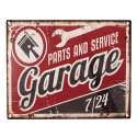 Clayre & Eef Plaque de texte 25x20 cm Rouge Fer Garage